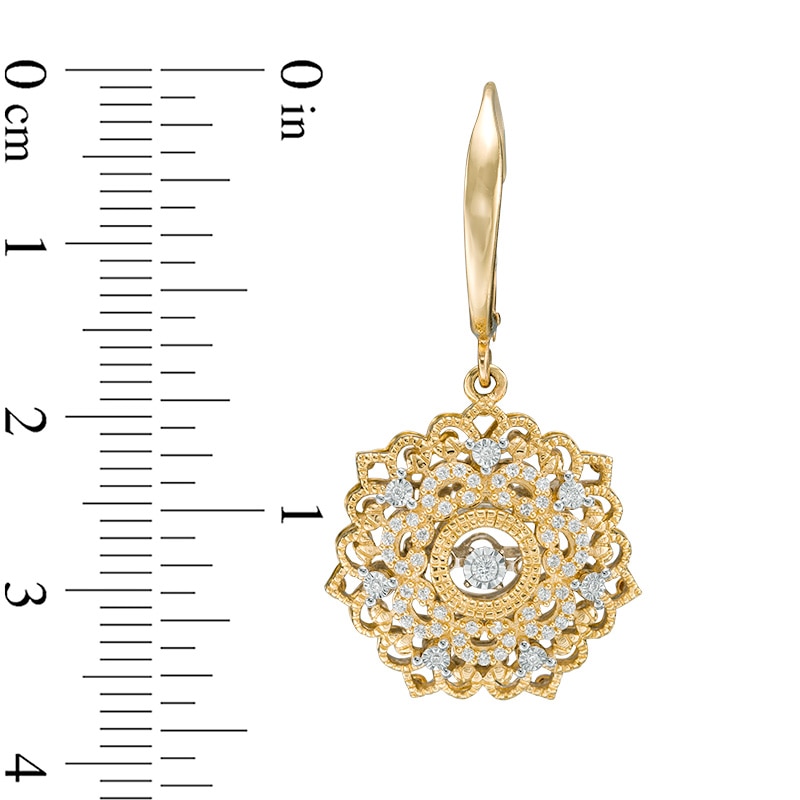 Previously Owned - 1/3 CT. T.W. Diamond Filigree Flower Drop Earrings in 10K Gold