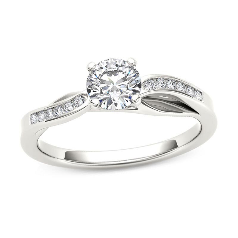 Main Image 1 of Previously Owned - 3/8 CT. T.W. Diamond Wave Engagement Ring in 14K White Gold