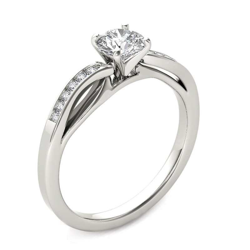 Main Image 2 of Previously Owned - 3/8 CT. T.W. Diamond Wave Engagement Ring in 14K White Gold