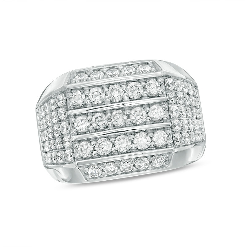 Previously Owned - Men's 2-1/2 CT. T.W. Diamond Multi-Row Ring in 10K White Gold