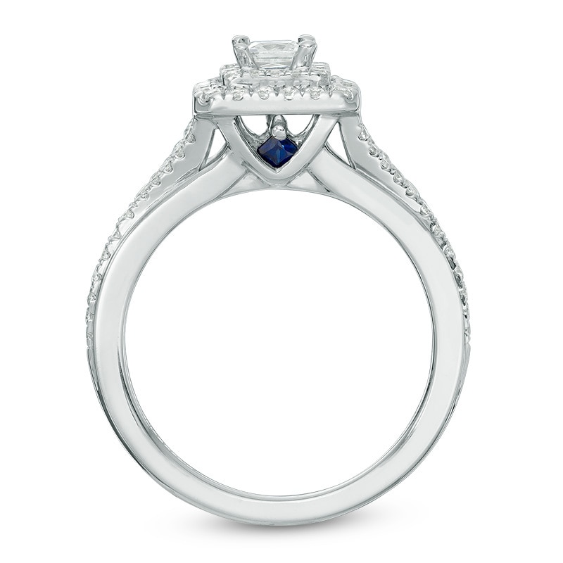 Main Image 3 of Previously Owned - Vera Wang Love Collection 5/8 CT. T.W. Princess-Cut Diamond Frame Engagement Ring in 14K White Gold