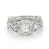 Thumbnail Image 1 of Previously Owned 1 CT. T.W. Princess-Cut Diamond Frame Vintage-Style Soldered Bridal Set in 14K White Gold