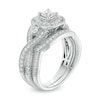 Thumbnail Image 2 of Previously Owned 1 CT. T.W. Princess-Cut Diamond Frame Vintage-Style Soldered Bridal Set in 14K White Gold