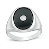 Thumbnail Image 1 of Previously Owned - Men's Oval Onyx  and 1/10 CT. Diamond Signet Ring in Sterling Silver