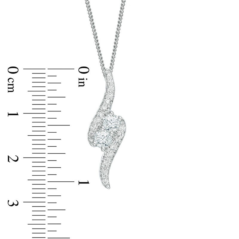 Main Image 2 of Previously Owned - Ever Us® 3/4 CT. T.W. Two-Stone Diamond Bypass Pendant in 14K White Gold - 19"