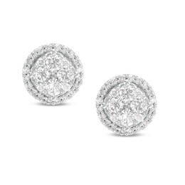 Previously Owned - 1 CT. T.W. Composite Diamond Frame Stud Earrings in 10K White Gold