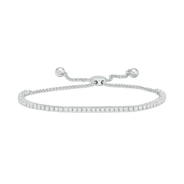 Previously Owned - 1 CT. T.W. Diamond Tennis Bolo Bracelet in 10K White Gold - 9.5&quot;