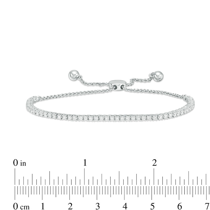Main Image 2 of Previously Owned - 1 CT. T.W. Diamond Tennis Bolo Bracelet in 10K White Gold - 9.5"