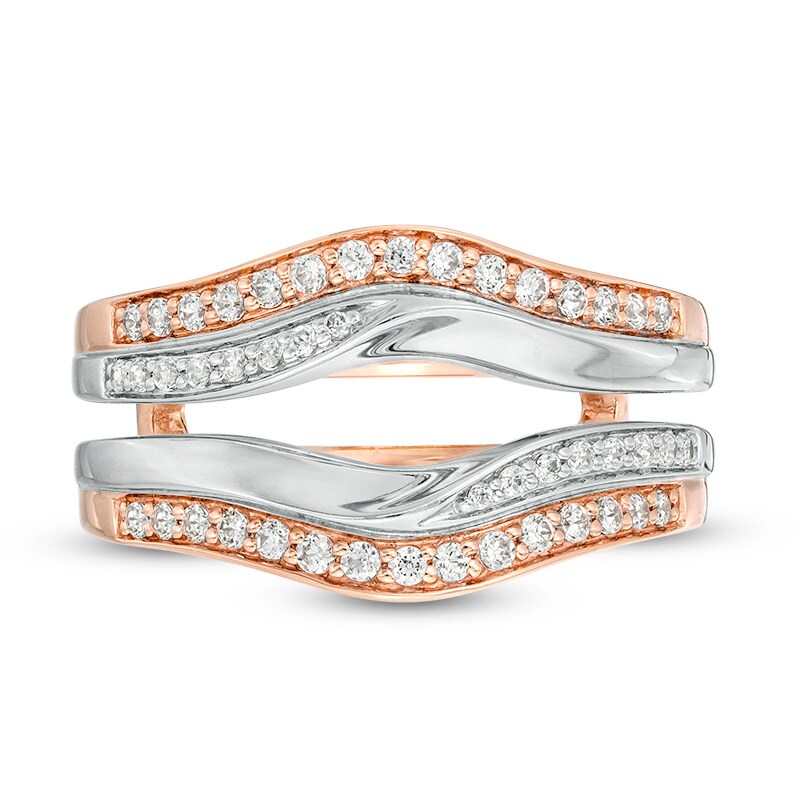Main Image 3 of Previously Owned - 3/8 CT. T.W. Diamond Bypass Double Row Solitaire Enhancer in 14K Two-Tone Gold