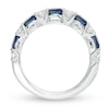 Thumbnail Image 3 of Previously Owned - Vera Wang Love Collection Blue Sapphire and 3/8 CT. T.W. Diamond Alternating Band in 14K White Gold