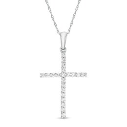 Previously Owned - 1/6 CT. T.W. Diamond Cross Pendant in 10K White Gold