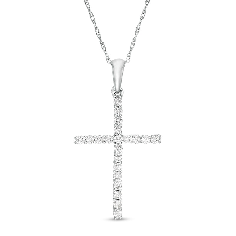 Previously Owned - 1/6 CT. T.W. Diamond Cross Pendant in 10K White Gold