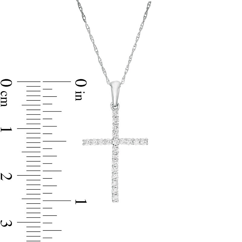 Previously Owned - 1/6 CT. T.W. Diamond Cross Pendant in 10K White Gold