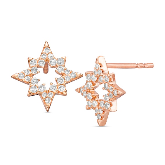 Previously Owned - 1/4 CT. T.W. Diamond Open Star Stud Earrings in 10K Rose Gold Previously Owned - 1/4 CT. T.W. Diamond Open Star Stud Earrings in 10K Rose Gold