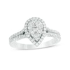 Thumbnail Image 1 of Previously Owned - 1 CT. T.W. Composite Diamond Pear-Shaped Frame Engagement Ring in 14K White Gold