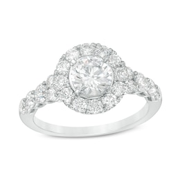 Previously Owned - Celebration Ideal 1 CT. T.W. Diamond Frame Engagement Ring in 14K White Gold (I/I1)