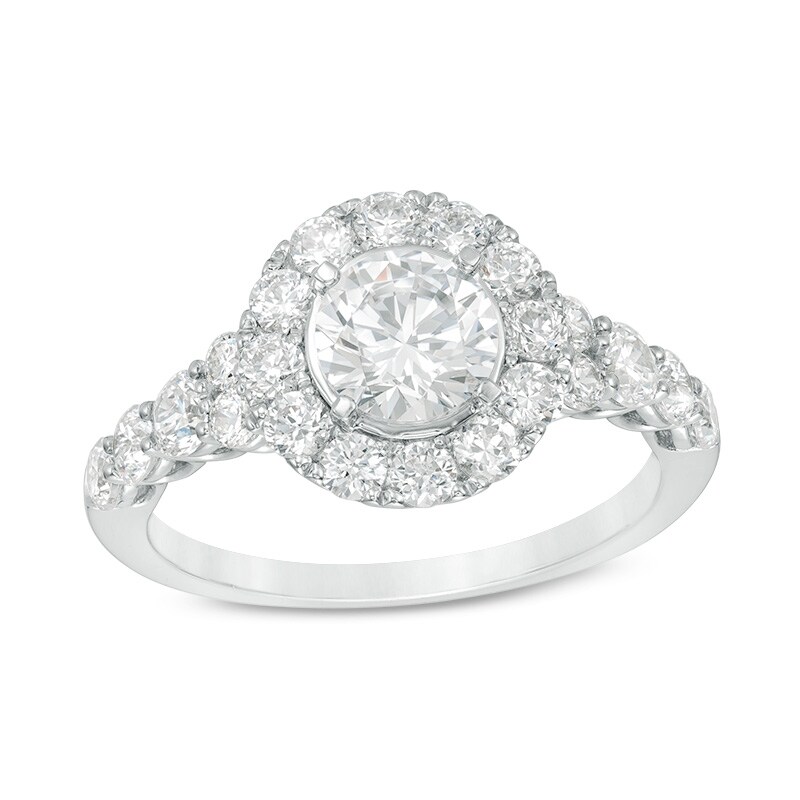 Main Image 1 of Previously Owned - Celebration Ideal 1 CT. T.W. Diamond Frame Engagement Ring in 14K White Gold (I/I1)