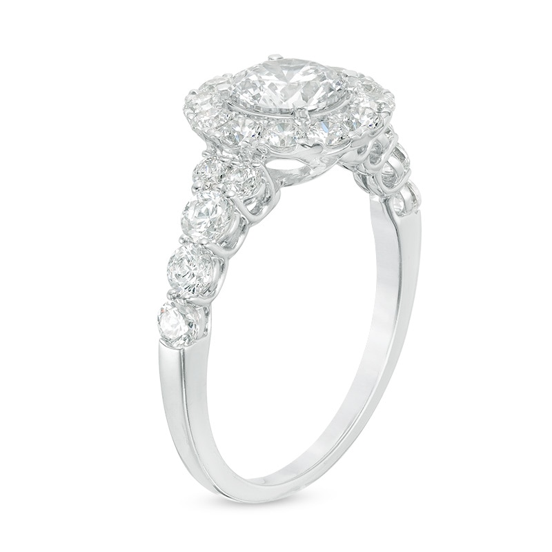 Main Image 2 of Previously Owned - Celebration Ideal 1 CT. T.W. Diamond Frame Engagement Ring in 14K White Gold (I/I1)