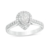 Thumbnail Image 0 of Previously Owned - 1/2 CT. T.W. Pear-Shaped Diamond Double Frame Tiered Engagement Ring in 14K White Gold