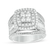 Thumbnail Image 1 of Previously Owned - 2-1/2 CT. T.W. Quad Princess-Cut Diamond Double Frame Multi-Row Engagement Ring in 14K White Gold
