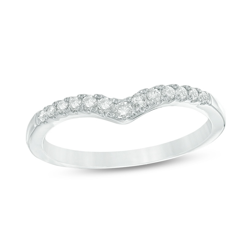 Main Image 1 of Previously Owned - 1/5 CT. T.W. Diamond Contour Wedding Band in 10K White Gold