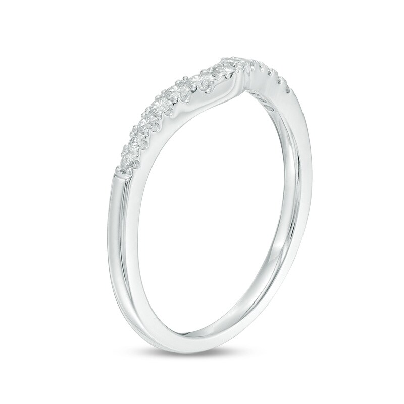 Main Image 2 of Previously Owned - 1/5 CT. T.W. Diamond Contour Wedding Band in 10K White Gold