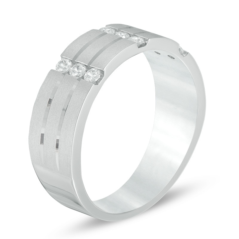 Main Image 2 of Previously Owned - Men's 1/3 CT. T.W. Diamond Nine Stone Anniversary Band in 10K White Gold