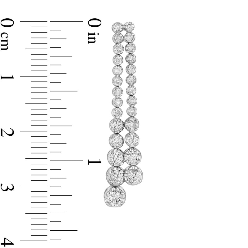 Previously Owned - 1 CT. T.W. Diamond Two Row Drop Earrings in 14K White Gold (I/I1)