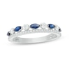 Thumbnail Image 1 of Previously Owned - Marquise Blue Sapphire and 1/3 CT. T.W. Diamond Double Row Band in 14K White Gold