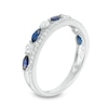 Thumbnail Image 2 of Previously Owned - Marquise Blue Sapphire and 1/3 CT. T.W. Diamond Double Row Band in 14K White Gold