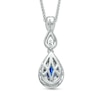 Thumbnail Image 2 of Previously Owned - Vera Wang Love Collection Blue Sapphire and 1/6 CT. T.W. Diamond Pendant in 14K White Gold - 19"