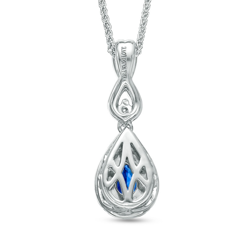 Main Image 2 of Previously Owned - Vera Wang Love Collection Blue Sapphire and 1/6 CT. T.W. Diamond Pendant in 14K White Gold - 19"