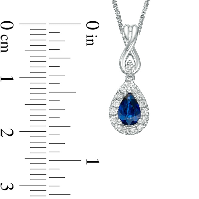 Main Image 3 of Previously Owned - Vera Wang Love Collection Blue Sapphire and 1/6 CT. T.W. Diamond Pendant in 14K White Gold - 19"