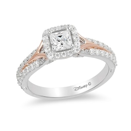 Previously Owned - Enchanted Disney Aurora 3/4 CT. T.W. Princess-Cut Diamond Engagement Ring in 14K Two-Tone Gold