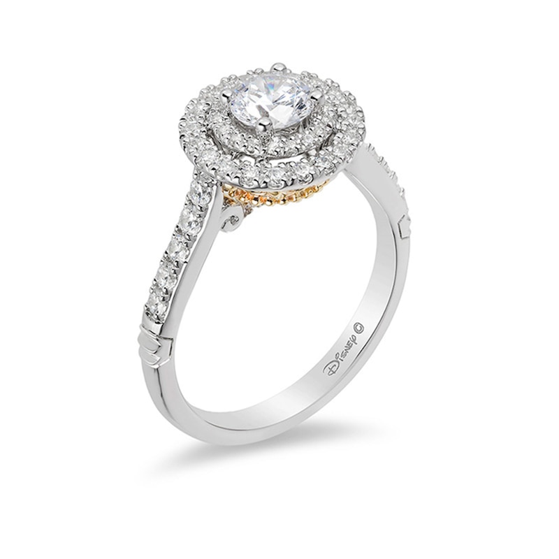 Main Image 2 of Previously Owned - Enchanted Disney Princess 1 CT. T.W. Diamond Crown Engagement Ring in 14K Two-Tone Gold