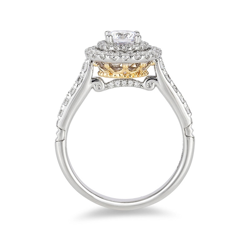 Main Image 3 of Previously Owned - Enchanted Disney Princess 1 CT. T.W. Diamond Crown Engagement Ring in 14K Two-Tone Gold