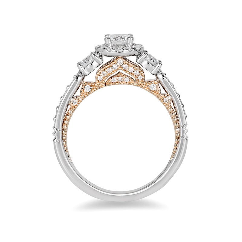 Main Image 2 of Previously Owned - Enchanted Disney Jasmine 1 CT. T.W. Diamond Three Stone Engagement Ring in 14K White Gold