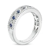 Previously Owned - Vera Wang Love Collection Princess-Cut Blue Sapphire and 1/5 CT. T.W. Diamond Band in 14K White Gold