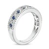 Thumbnail Image 1 of Previously Owned - Vera Wang Love Collection Princess-Cut Blue Sapphire and 1/5 CT. T.W. Diamond Band in 14K White Gold