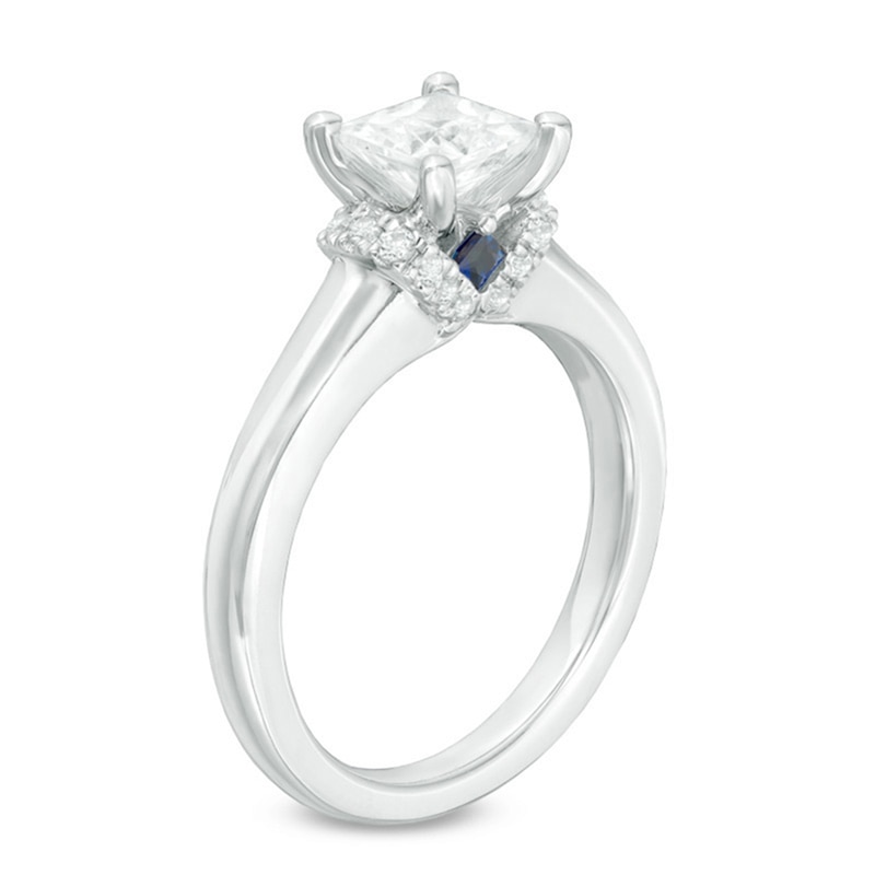 Previously Owned - Vera Wang Love Collection 1 CT. T.W. Princess-Cut Diamond Collar Engagement Ring in 14K White Gold