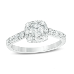 Previously Owned - Love's Destiny by Zales 1 CT. T.W. Diamond Cushion Frame Engagement Ring in 14K Two-Tone Gold
