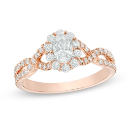 Previously Owned - Love's Destiny by Zales 7/8 CT. T.W. Oval Diamond Frame Twist Engagement Ring in 14K Rose Gold