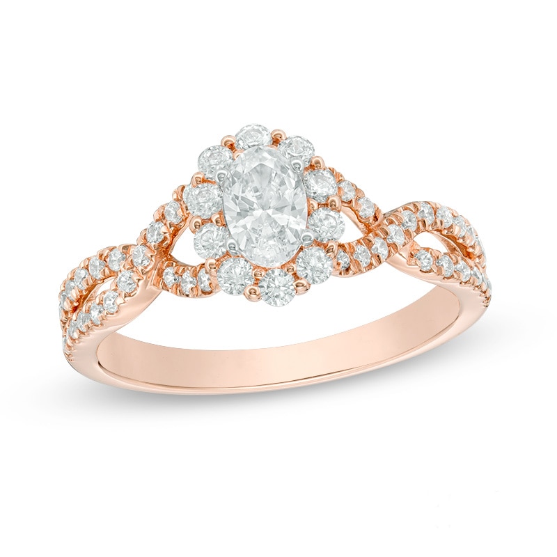 Previously Owned - Love's Destiny by Zales 7/8 CT. T.W. Oval Diamond Frame Twist Engagement Ring in 14K Rose Gold