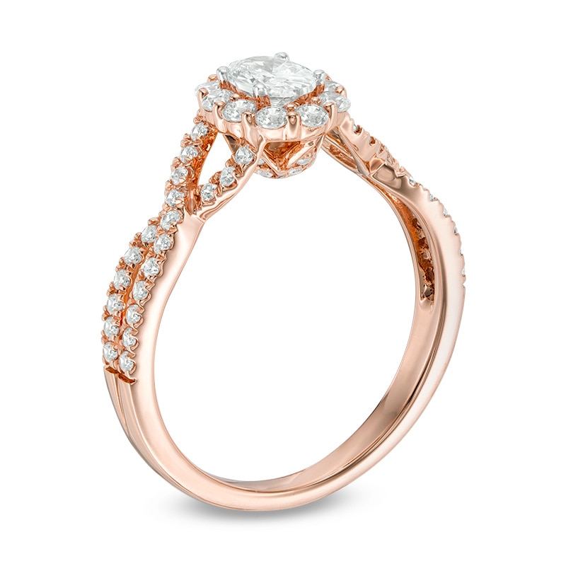 Previously Owned - Love's Destiny by Zales 7/8 CT. T.W. Oval Diamond Frame Twist Engagement Ring in 14K Rose Gold