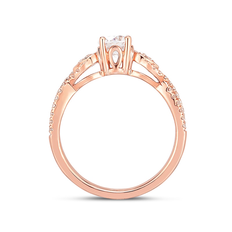 Previously Owned - Adrianna Papell 5/8 CT. T.W. Diamond Twist Shank Engagement Ring in 14K Rose Gold (I/I1)