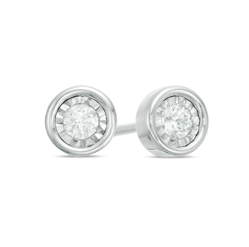 Previously Owned - 1/8 CT. T.W. Diamond Solitaire Stud Earrings in 10K White Gold