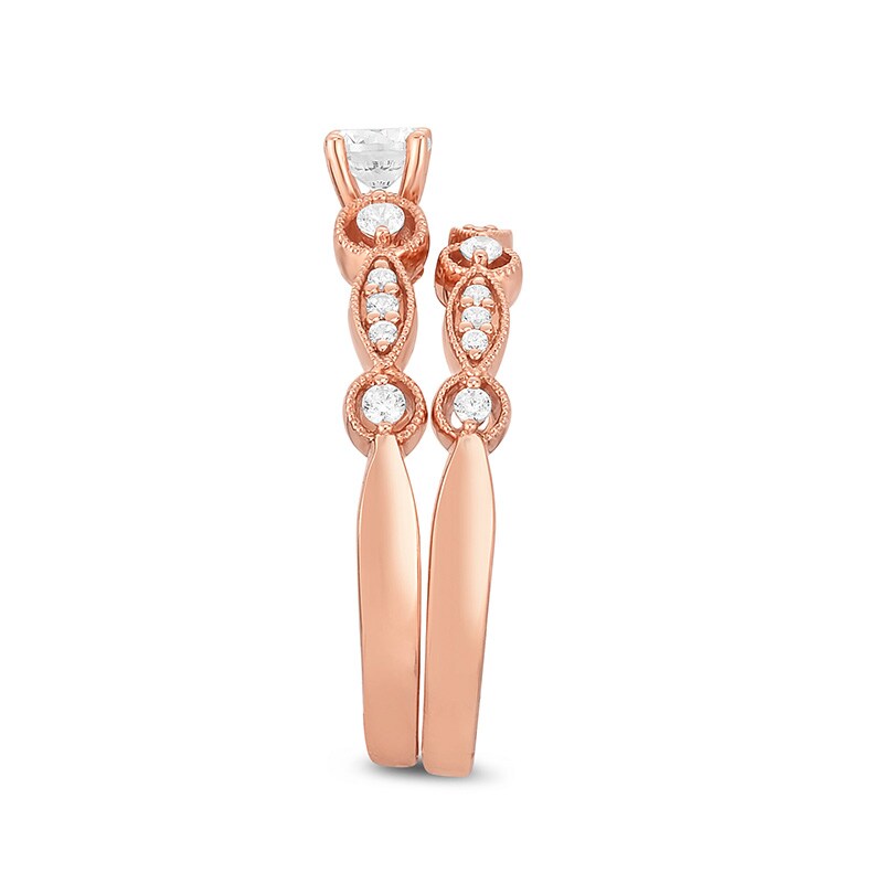 Previously Owned - Adrianna Papell 1/2 CT. T.W. Diamond Vintage-Style Bridal Set in 14K Rose Gold (I/I1)