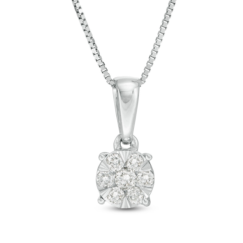 Main Image 1 of Previously Owned - 1/4 CT. T.W. Diamond Frame Pendant in 10K White Gold