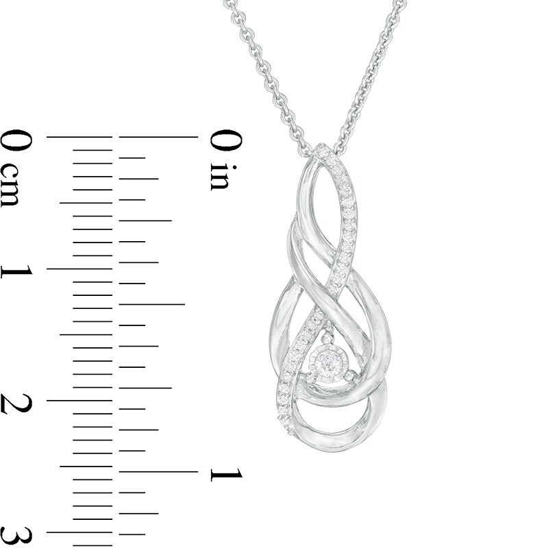 Main Image 2 of Previously Owned - 1/10 CT. T.W. Diamond Twist Flame Pendant in Sterling Silver