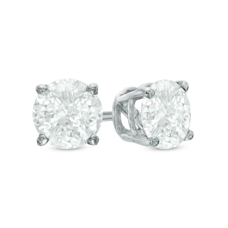 Previously Owned - 1 CT. T.W. Diamond Solitaire Stud Earrings in 14K White Gold